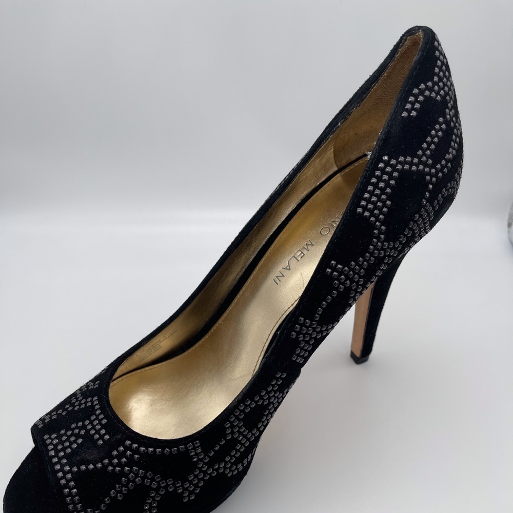 Antonio Melani Black Angeline Peeptoe Pump Size 8.5m Gem